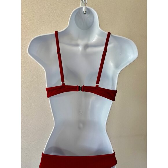 Ribbed Swimsuit 6 Bikini Plunge Neckline Athleisure Minimalist Chic Coquette - Picture 8 of 14